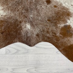 Koeienhuid bruin wit creme SP 180x155cm S