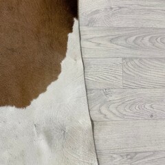 Koeienhuid bruin wit 210x205cm M/L