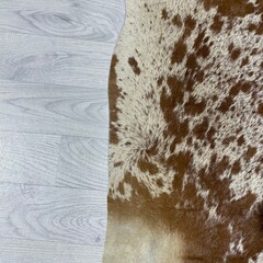 Koeienhuid bruin wit creme SP 205x185cm M/L