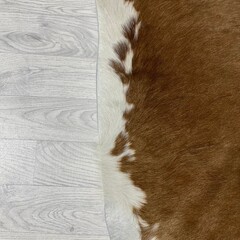 Koeienhuid bruin wit 215x190cm M/L