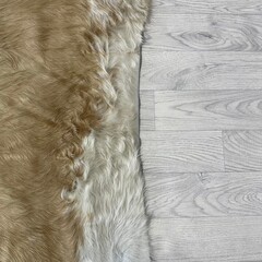 Koeienhuid beige wit 240x205cm XL