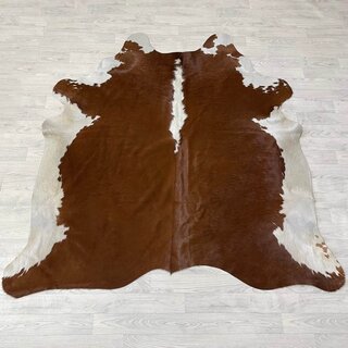 Koeienhuid bruin wit Hereford 190x190cm M/L
