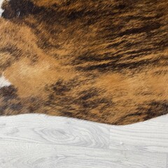 Koeienhuid bruin zwart wit brindle 195x190cm M/L