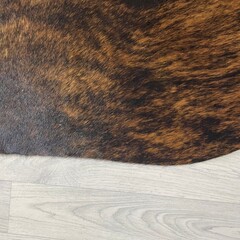 Koeienhuid bruin zwart wit brindle 225x210cm M/L
