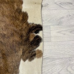 Koeienhuid bruin zwart wit brindle 215x190cm M/L