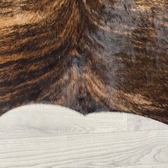 Koeienhuid bruin zwart wit brindle 220x205cm M/L