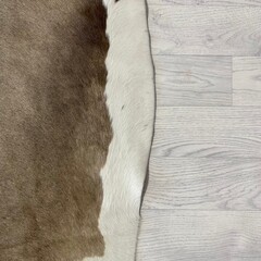 Koeienhuid taupe wit 210x185cm M/L