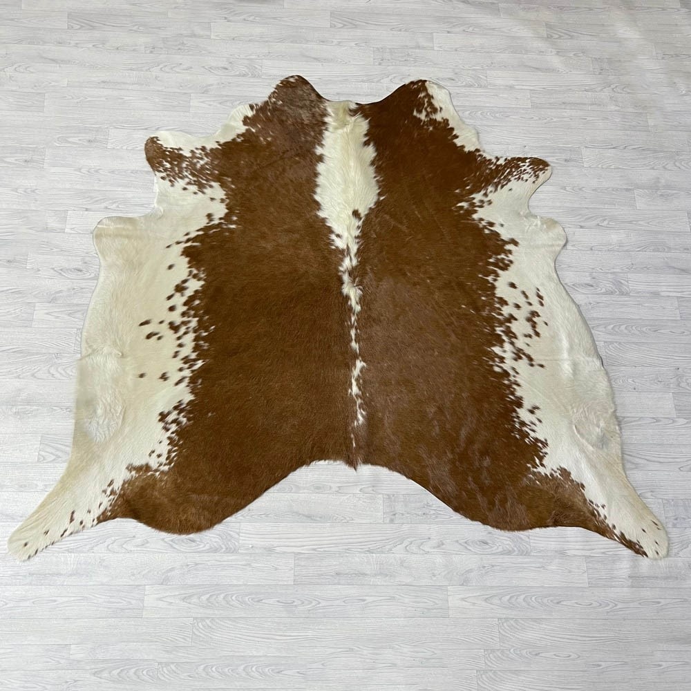 Lederstore Koeienhuid bruin wit Hereford 195x225cm M/L