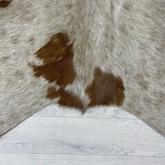 Koeienhuid bruin creme 205x175cm M/L