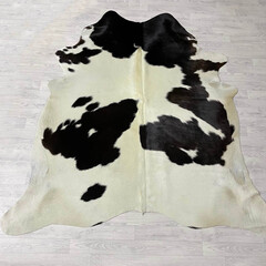 Koeienhuid zwart bruin creme 230x215cm