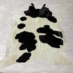 Koeienhuid zwart creme 245x225cm