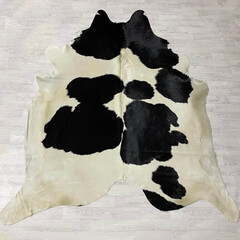 Koeienhuid zwart creme 250x220cm