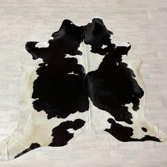 Koeienhuid zwart bruin creme 245x235cm