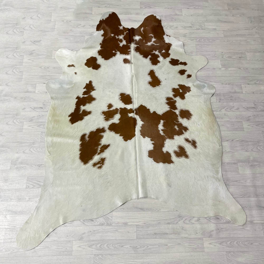 Lederstore Koeienhuid bruin wit creme 225x175cm