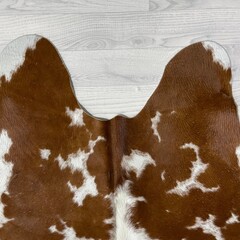 Koeienhuid bruin wit creme 225x175cm