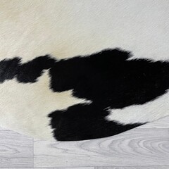 Koeienhuid zwart wit creme 260x240cm