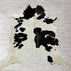 Koeienhuid zwart wit creme 255x245cm