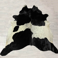 Koeienhuid zwart creme 250x225cm