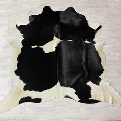 Koeienhuid zwart bruin creme 245x240cm