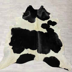 Koeienhuid zwart creme 255x225cm
