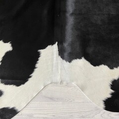 Koeienhuid zwart wit beige 210x210cm