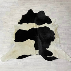 Koeienhuid zwart creme 195x220cm