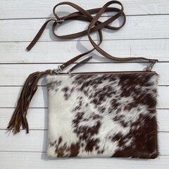 Tas Gemma koeienhuid bruin wit 29x23cm