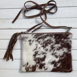 Tas Gemma koeienhuid bruin wit 29x23cm