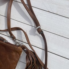 Tas Gemma koeienhuid bruin wit 29x23cm