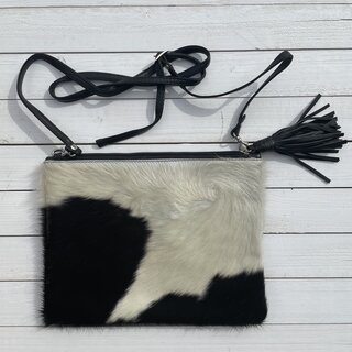 Tas Gemma koeienhuid zwart wit 29x23cm