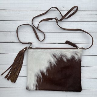 Tas Gemma koeienhuid bruin wit 29x23cm