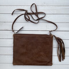 Tas Gemma koeienhuid bruin wit 29x23cm