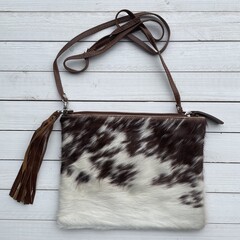 Tas Gemma koeienhuid bruin wit 29x23cm