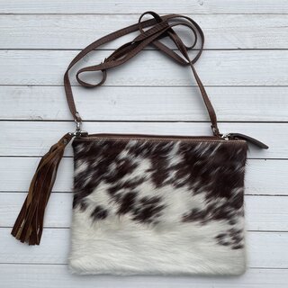 Tas Gemma koeienhuid bruin wit 29x23cm