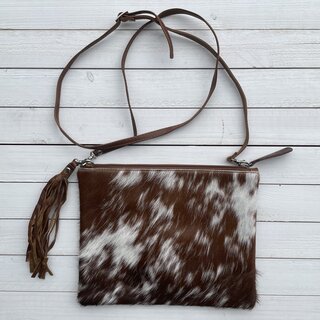 Tas Gemma koeienhuid bruin wit 29x23cm