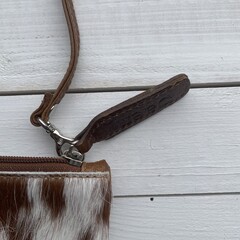 Tas Gemma koeienhuid bruin wit 29x23cm