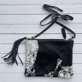 Tas Gemma koeienhuid zwart wit 29x23cm
