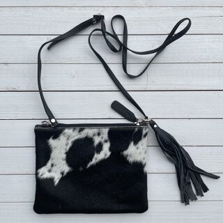 Tas Mickey koeienhuid (Nguni) zwart wit 25x20cm