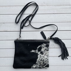 Tas Mickey koeienhuid (Nguni) zwart wit 25x20cm