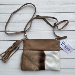 Tas Mickey springbok natural 25x20cm leather top