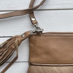 Tas Mickey springbok natural 25x20cm leather top