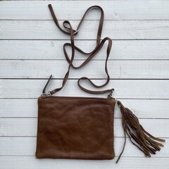 Tas Mickey koeienhuid (Nguni) bruin wit 25x20cm