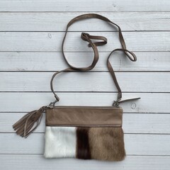 Tas Carol springbok natural (leather top) 23x15cm