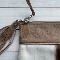 Tas Carol springbok natural (leather top) 23x15cm