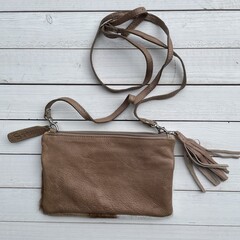 Tas Carol springbok natural (leather top) 23x15cm