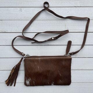 Tas Carol Koeienhuid (Nguni) bruin wit 23x15cm