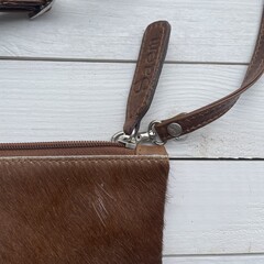 Tas Carol Koeienhuid (Nguni) bruin wit 23x15cm