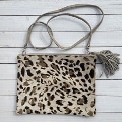 Tas Gemma koeienhuid (Nguni) animal print 29x23cm