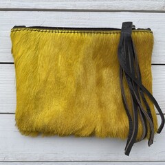 Tas Kim Springbokhuid geel 16x12cm
