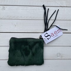 Tas Kim Springbokhuid donker groen 16x12cm